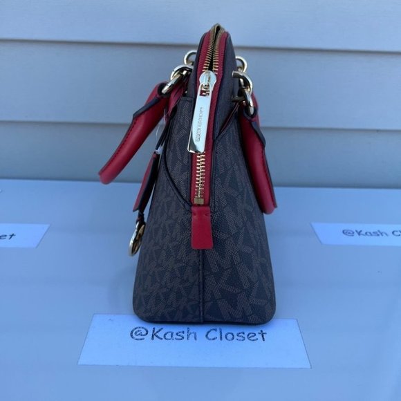 Michael Kors MK Jet Set Medium Logo Dome Satchel - Flame - Picture 4 of 11